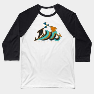 Dolphin Beach Ball Summer Aesthetic Pattern Baseball T-Shirt